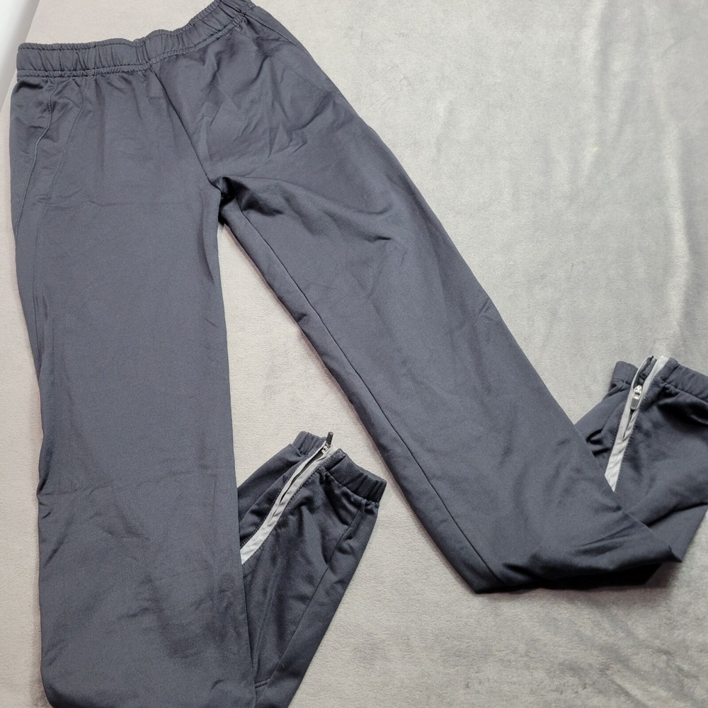 BCG Black Athletic Track Pants With Side Zippers & Elastic Waistband Nylon/Polye